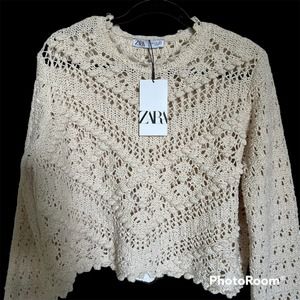 ZARA CROCHET KNIT SWEATER NWT SIZE MEDIUM